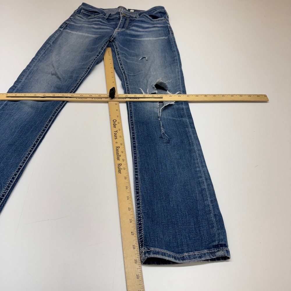 BKE Jeans Womens 29R Blue Payton Straight Denim Distressed Y2K Western - Picture 10 of 10
